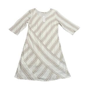 Soft Surroundings Dress Medium Lagenlook Coastal Linen Boho Cottage Striped New